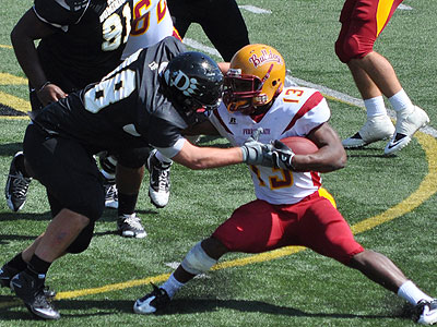 FSU's Dwayne Williams fights for yardage at Ohio Dominican (Photo by Rob Bentley)