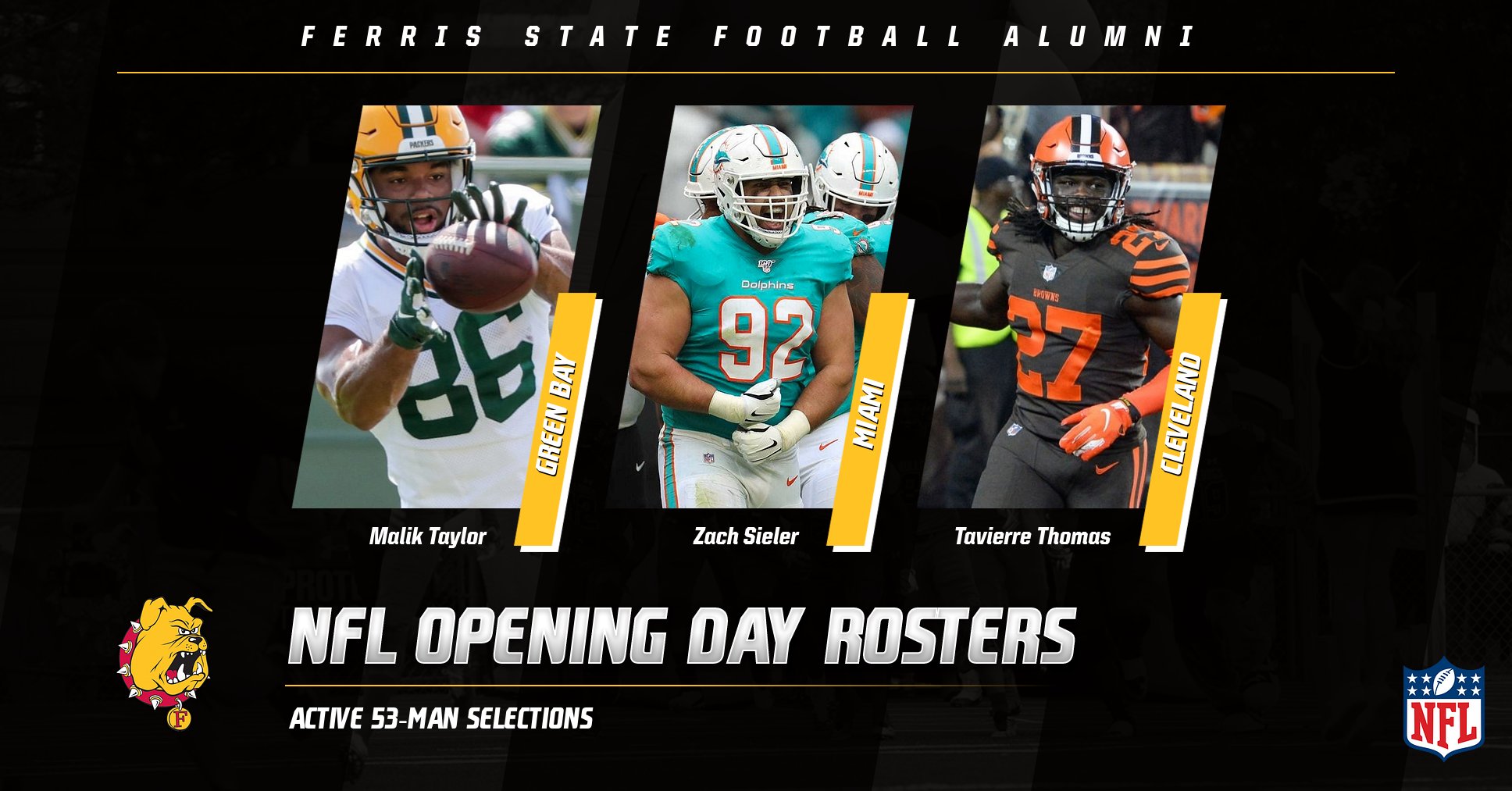 School-Best Three Ferris State Football Alums Named To NFL Opening Day Rosters