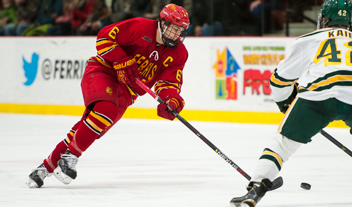 Schempp's Power Play Strike Gives Ferris State 1-0 Playoff Series Lead Over NMU