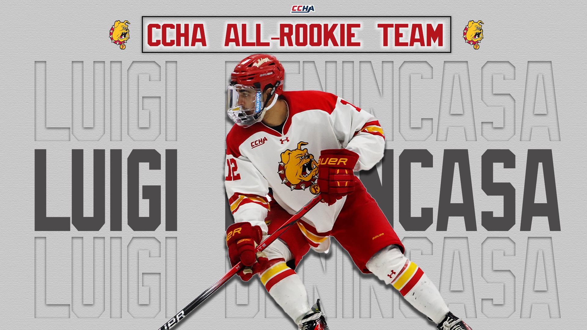 Ferris State Hockey’s Luigi Benincasa Named to CCHA All-Rookie Team