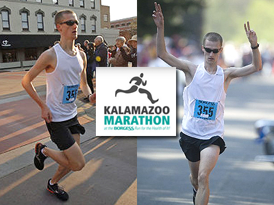 Former Ferris State runner Brian Reynolds competes in Sunday's Kalamazoo Marathon (Photos Courtesy of Kalamazoo Gazette - www.kalamazoogazette.com)