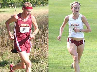 FSU runners Alex Best (left) and Tina Muir (right) compete in Friday's home meet (Photo Courtesy Sandy Gholston)