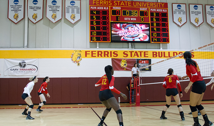 Ferris State Volleyball Puts New Scoreboard To Use In Decisive Home-Opening Victory