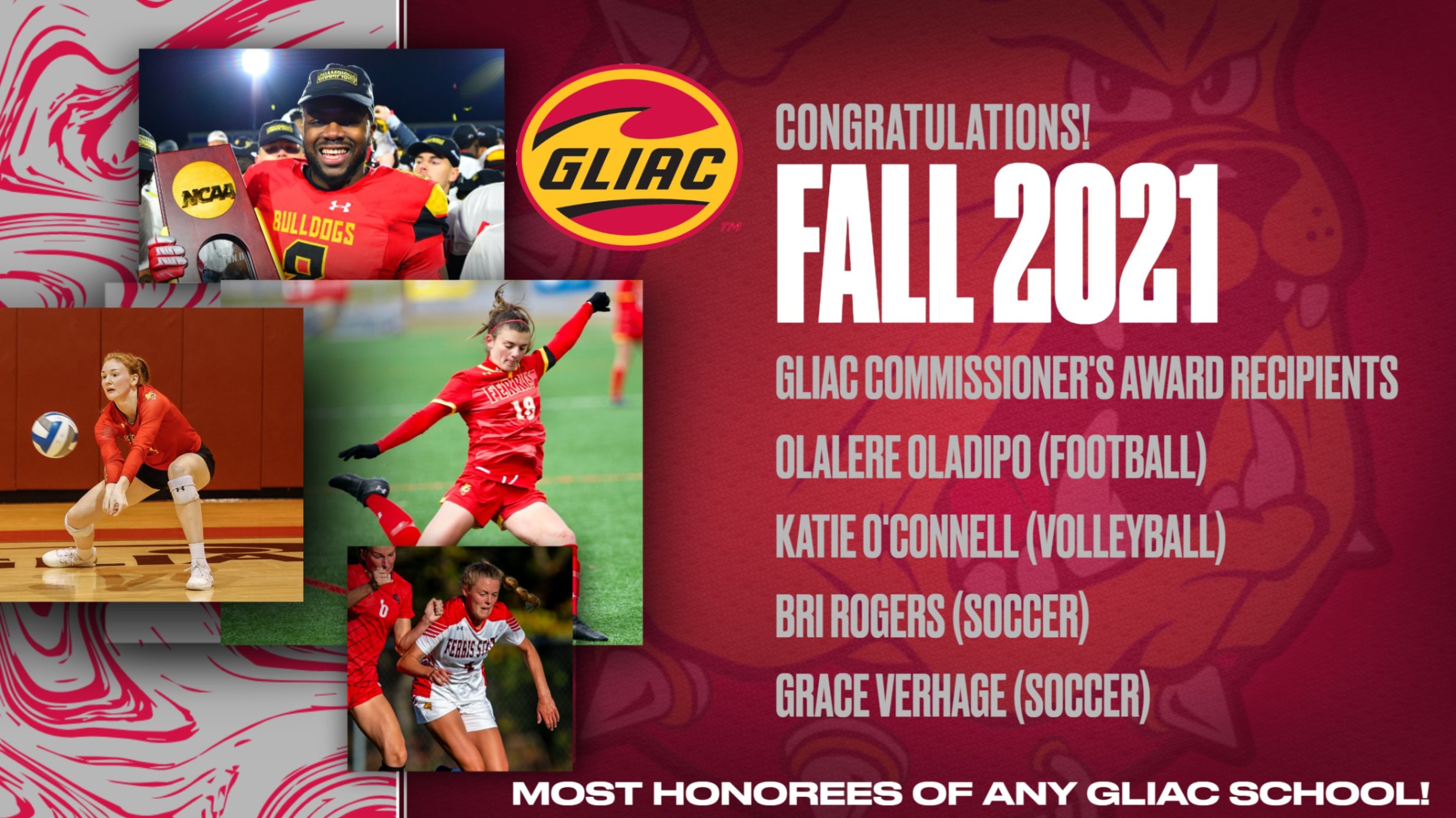 League-Leading Four Ferris State Student-Athletes Chosen As GLIAC Commissioner's Award Recipients