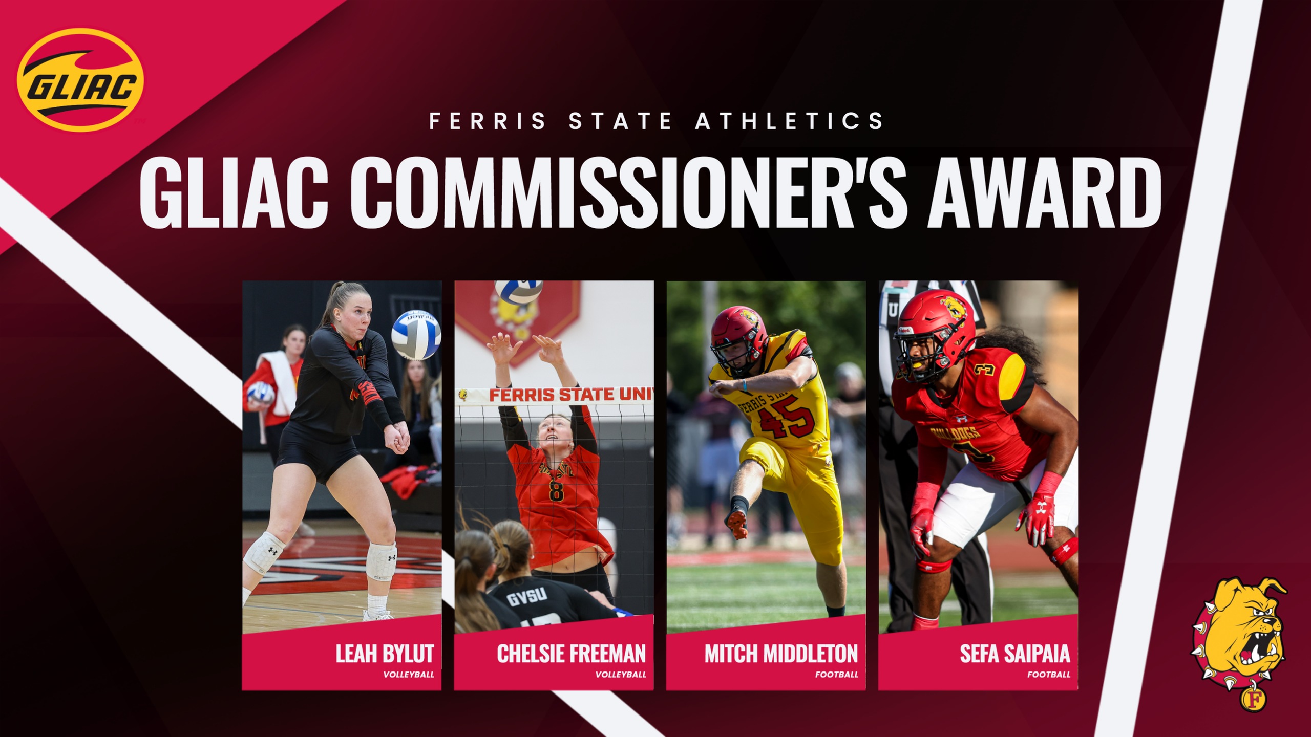 League-Best Four Ferris State Student-Athletes Honored As GLIAC Commissioner's Award Recipients For Fall Season