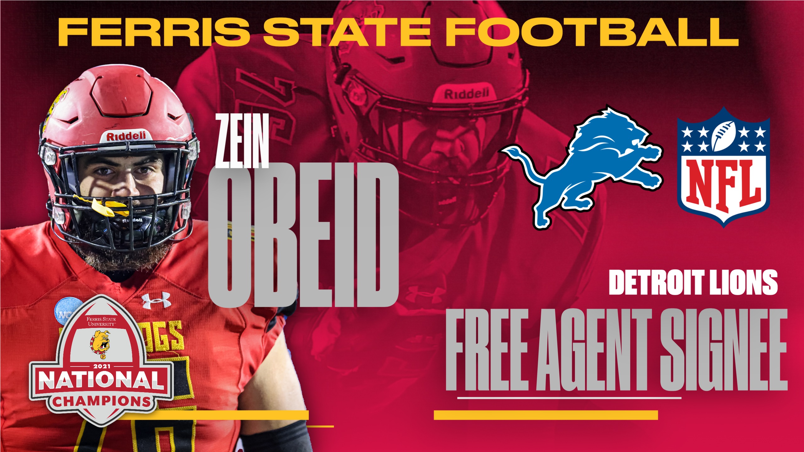 Ferris State's Zein Obeid Agrees To Free Agent Contract With NFL's Detroit Lions