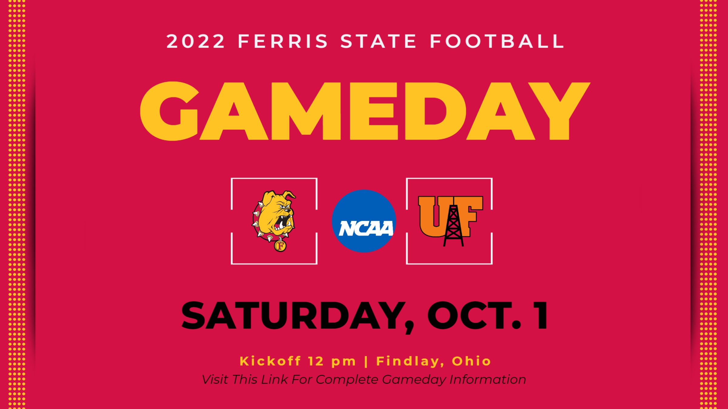 GAMEDAY: Ferris State at Findlay (Saturday, Oct. 1)