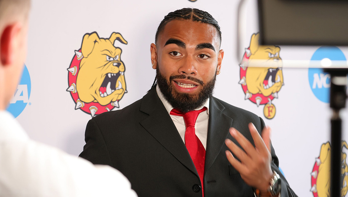 Ferris State Football GLIAC Media Day - Sefa Saipaia Interview