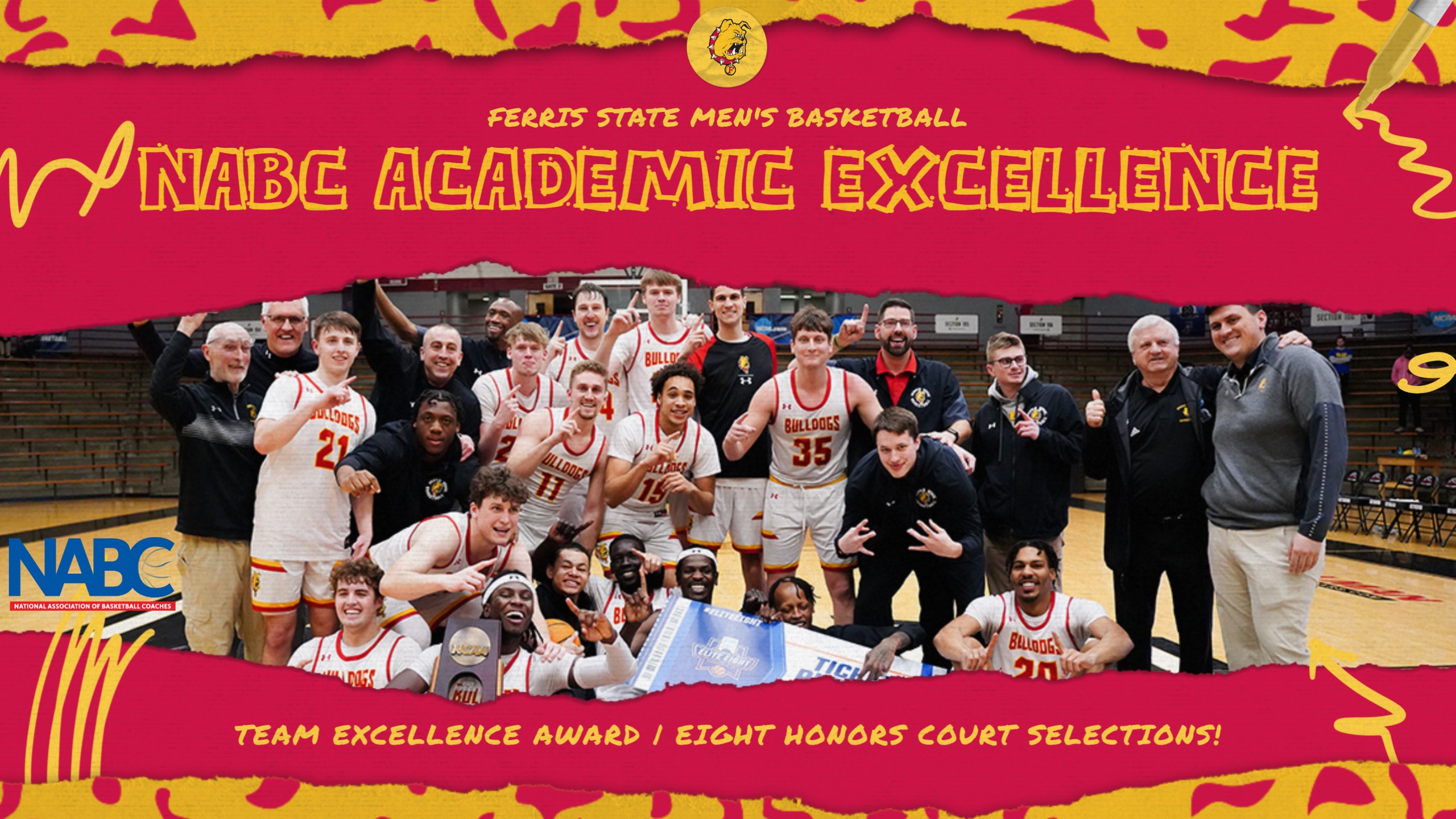 Ferris State Basketball Earns NABC Team Academic Excellence Award With Eight Honors Court Honorees
