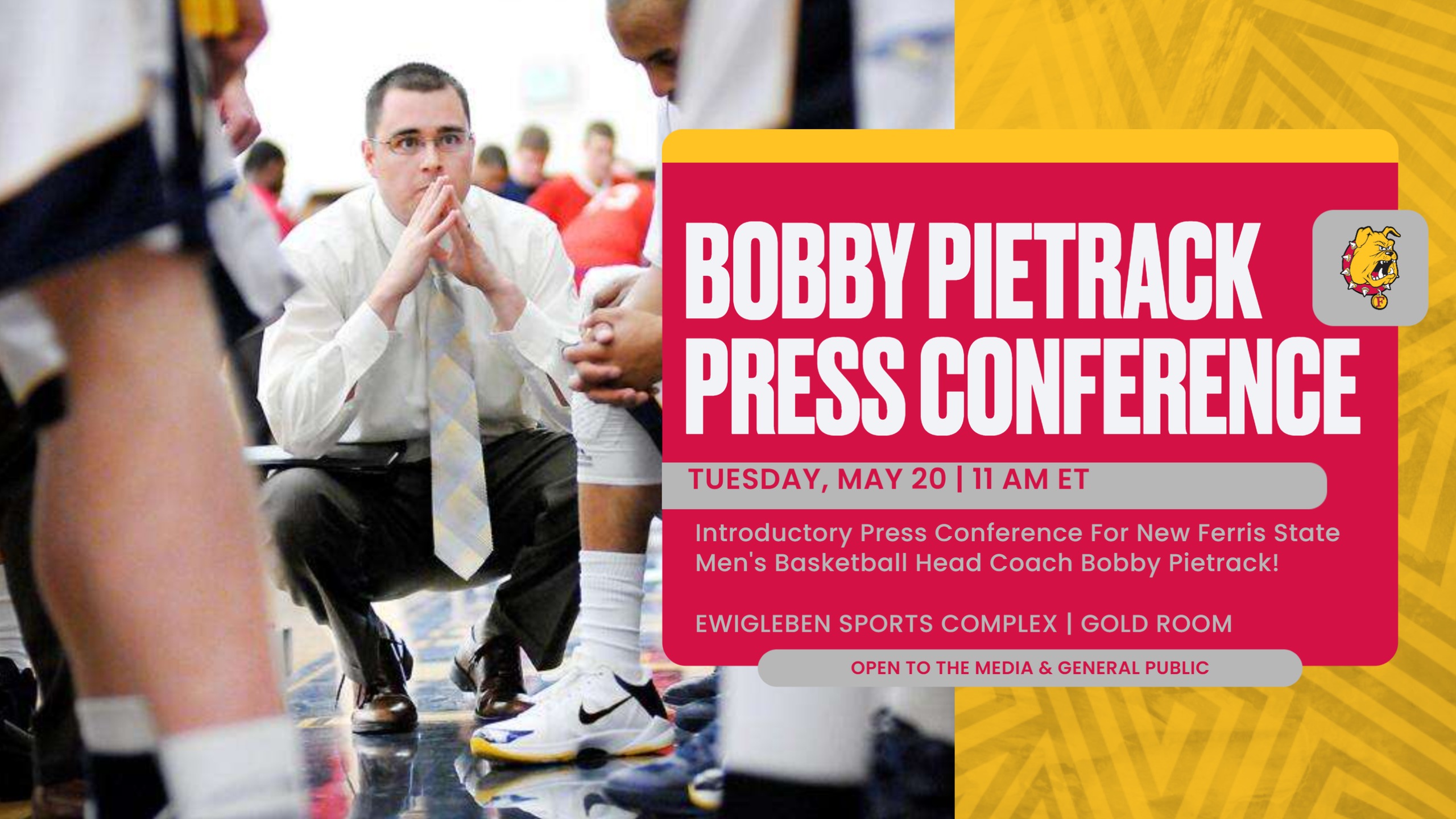Ferris State To Formally Introduce New Men's Basketball Coach Bobby Pietrack Tuesday; Open To Public