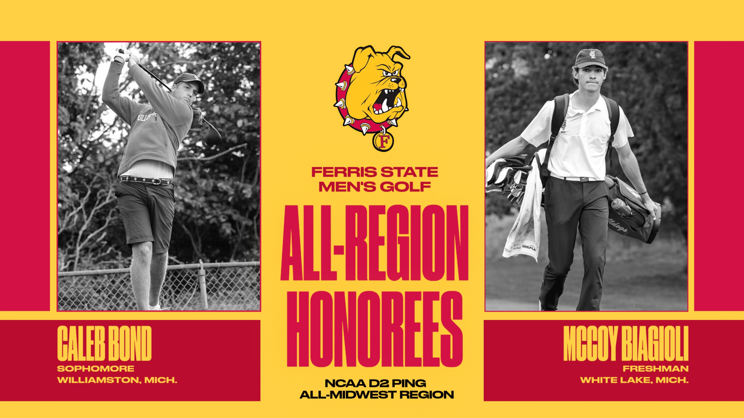 Ferris State Men's Golf Duo Claims 2024 NCAA Division II PING All-Midwest Region Accolades