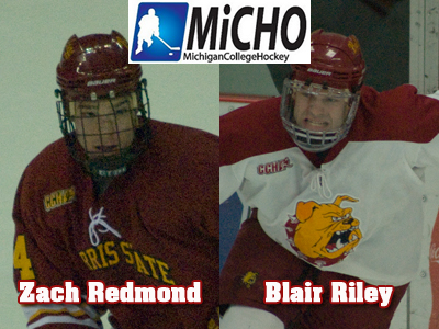 Blair Riley and Zach Redmond Earn Michigan College Hockey Honors