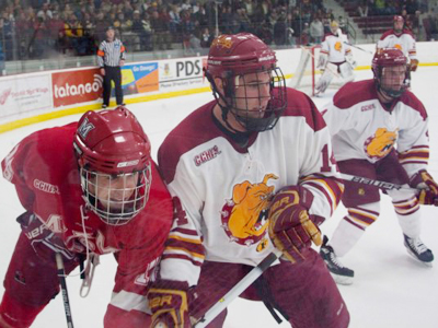Ferris State's Todd Pococke battles for position during Friday's 4-0 home loss to Miami (Ohio).  (Photo by Scott Whitney)