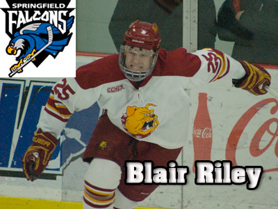 Blair Riley Begins Professional Career With Springfield Falcons