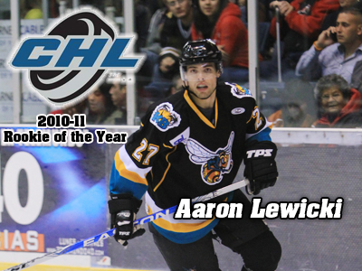 Former Bulldog Aaron Lewicki chosen as the Central Hockey League's Rookie of the Year for the 2010-11 season. (Photo by Dutch Cowgill)