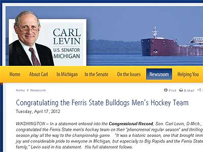 Senator Carl Levin Congratulates FSU Hockey
