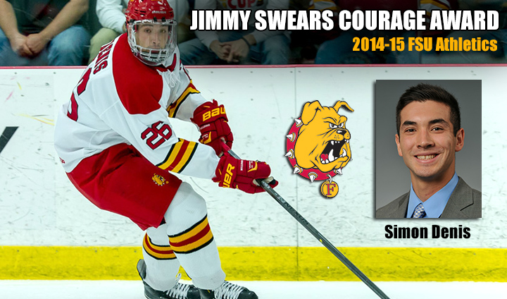 Ferris State Hockey's Simon Denis Honored As 2014-15 Jimmy Swears Courage Award Recipient