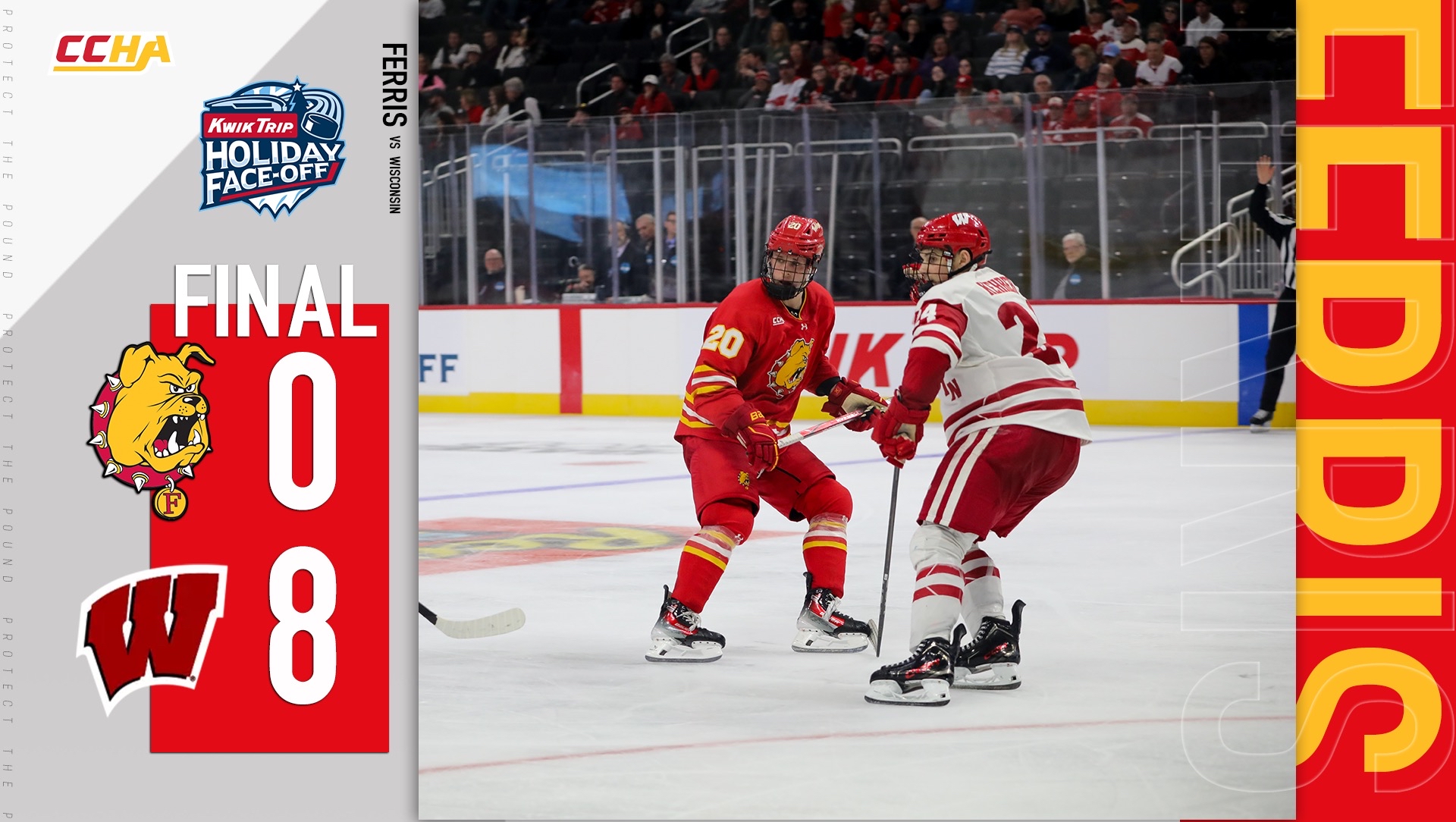 Ferris State Hockey Falls to Wisconsin in Kwik Trip Holiday Face-Off Semifinal