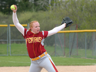 Freshman pitcher Dana Bowler posted nine strikeouts in a 4-3 game-one loss to Tiffin on Saturday.  (Photo by Sandy Gholston)