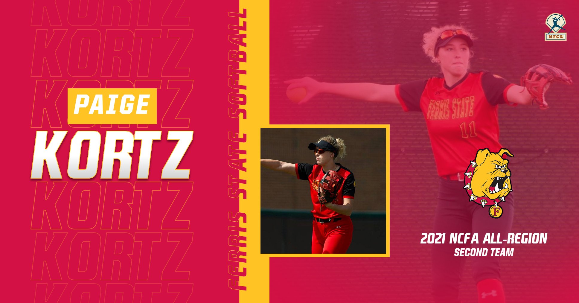 Ferris State's Paige Kortz Tabbed To NFCA Division II All-Region Squad