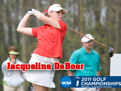 Jacqueline DeBoer is tied for 35th place at NCAA-II Championships following second-round action.  (Photo by Doug Witte)