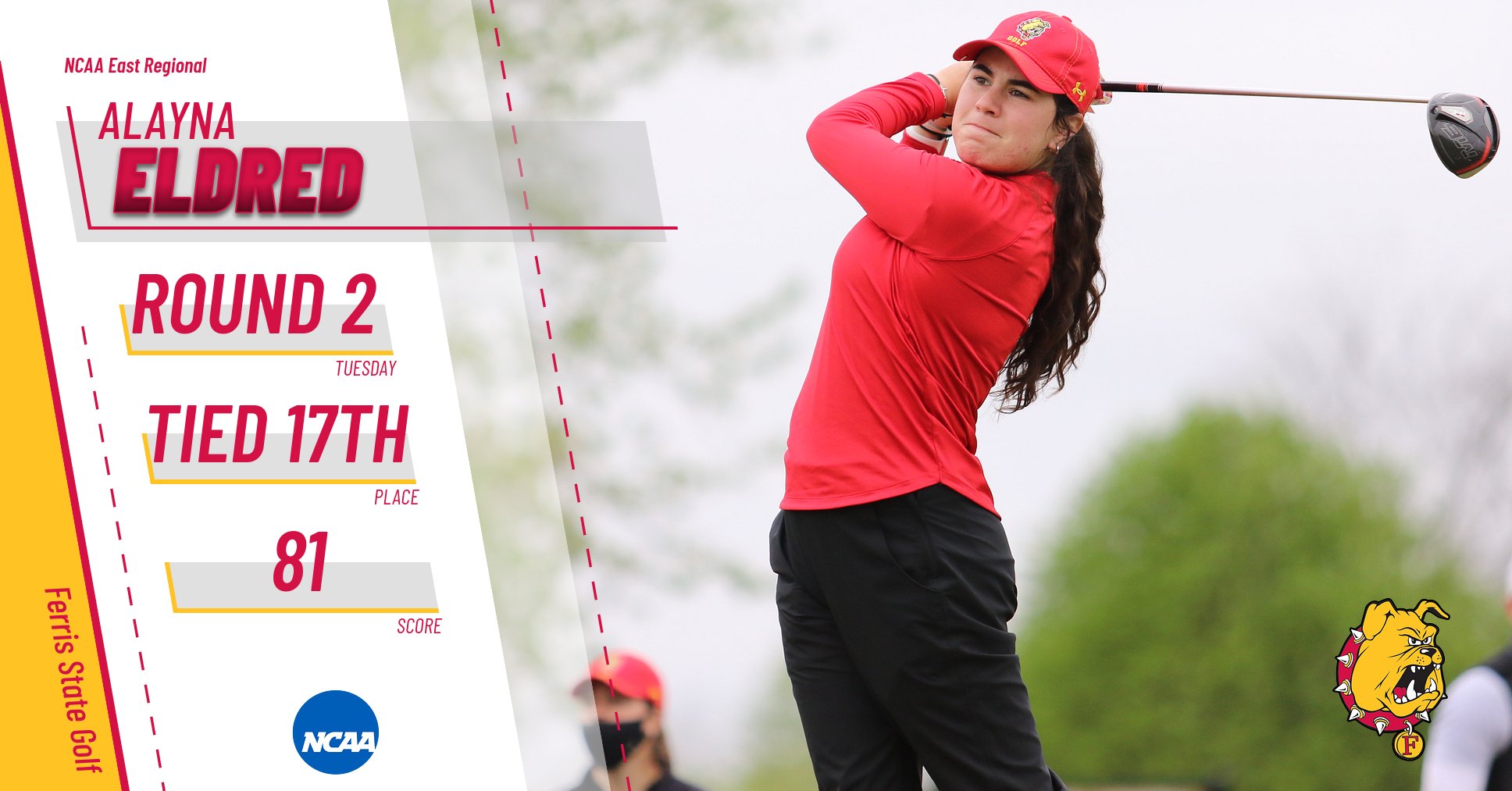 Ferris State's Alayna Eldred Tied For 17th After Two Rounds At NCAA East Regional