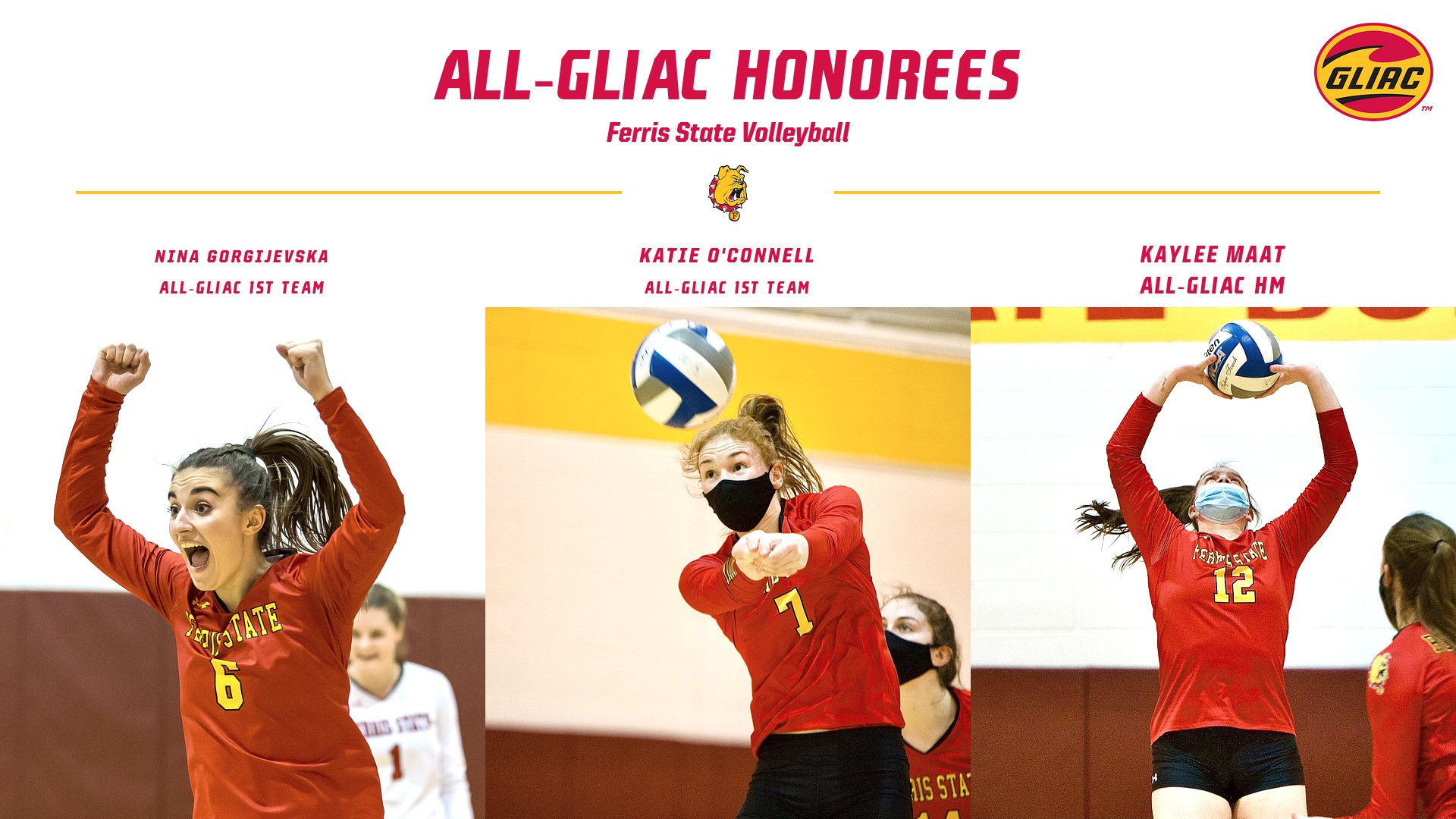 Three Ferris State Volleyball Players Earn All-GLIAC Honors For 2021 Spring Campaign