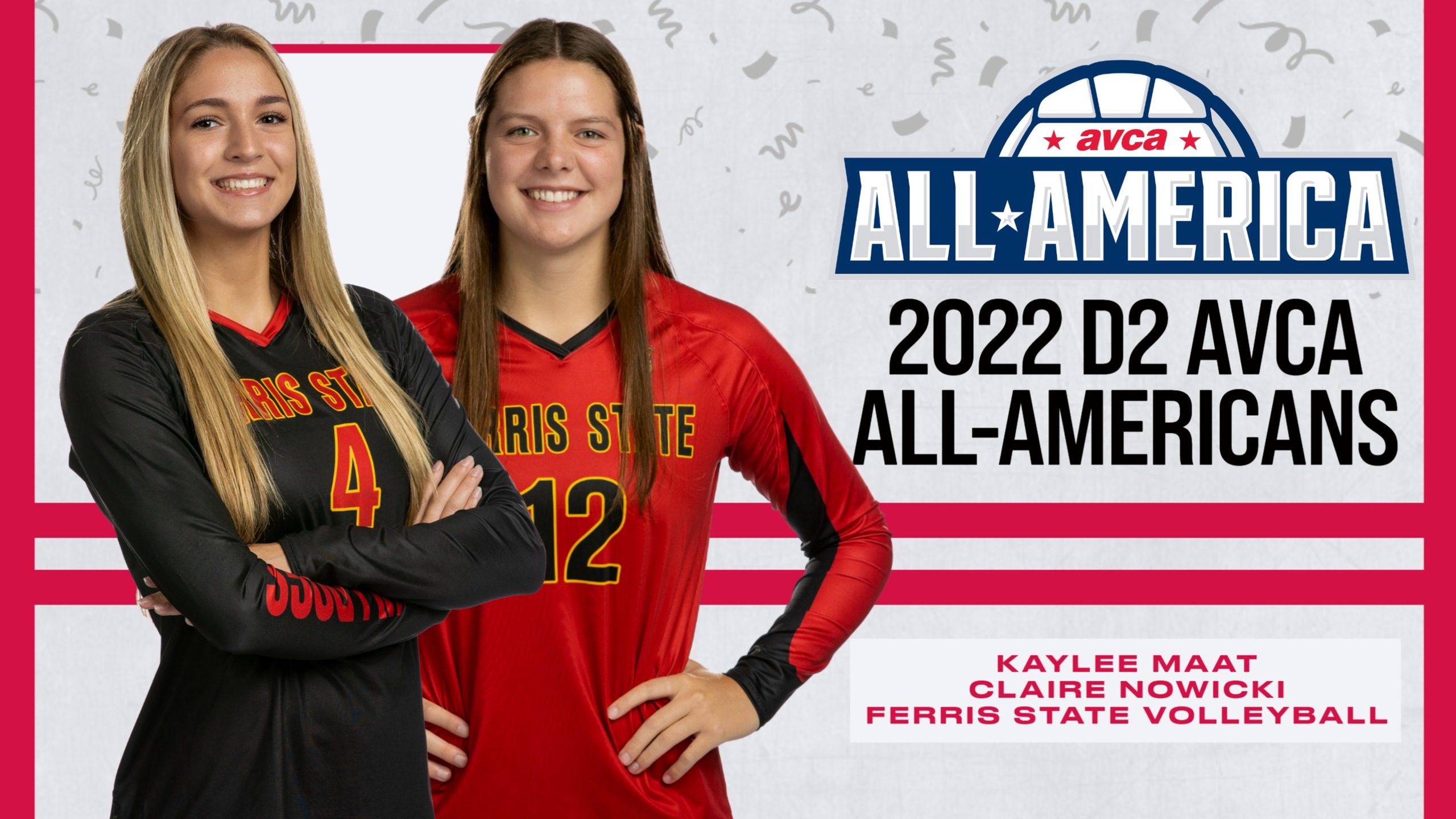 Ferris State's Kaylee Maat and Claire Nowicki Earn AVCA All-America Volleyball Honors!