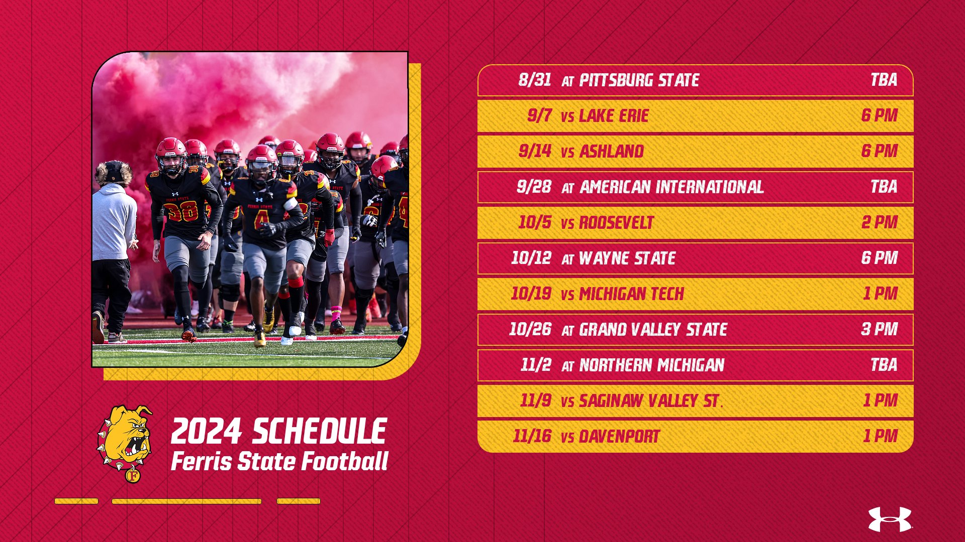 Ferris State Football Unveils Full 11-Game 2024 Football Schedule!